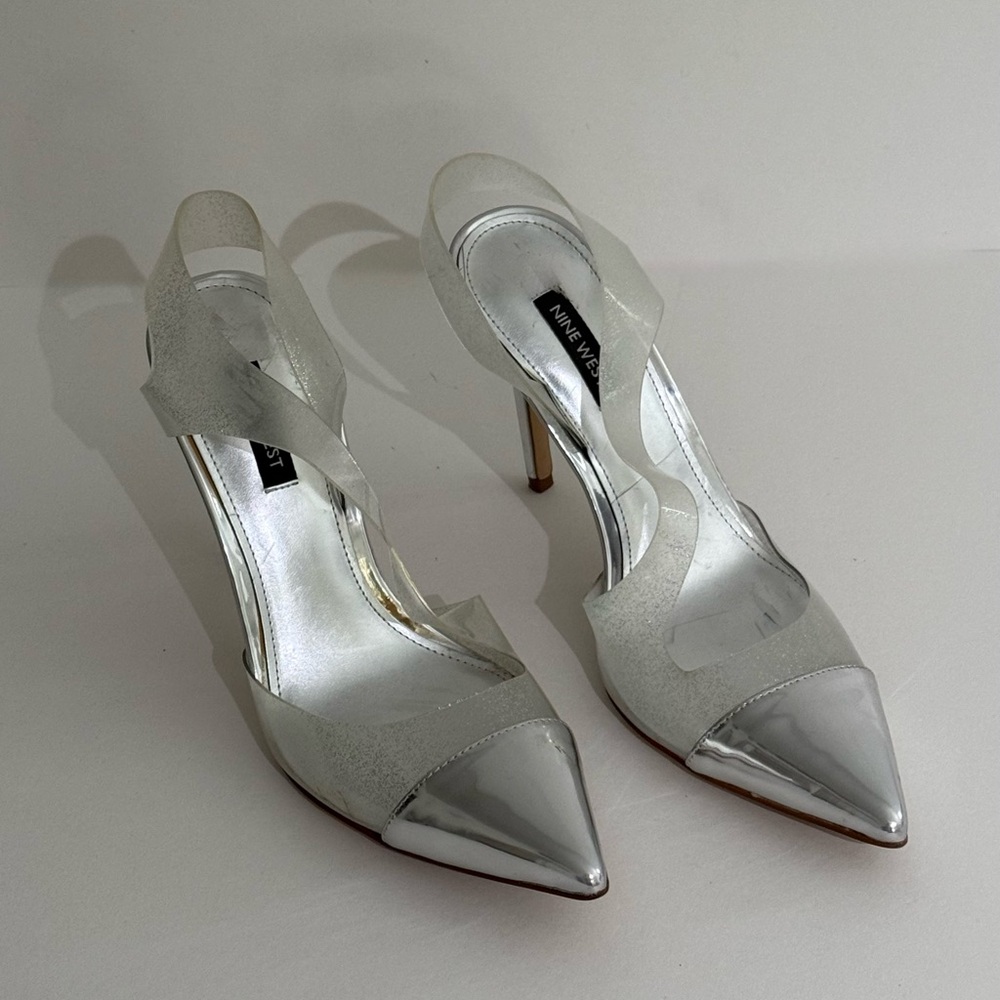 Nine West Metallic Silver Heels